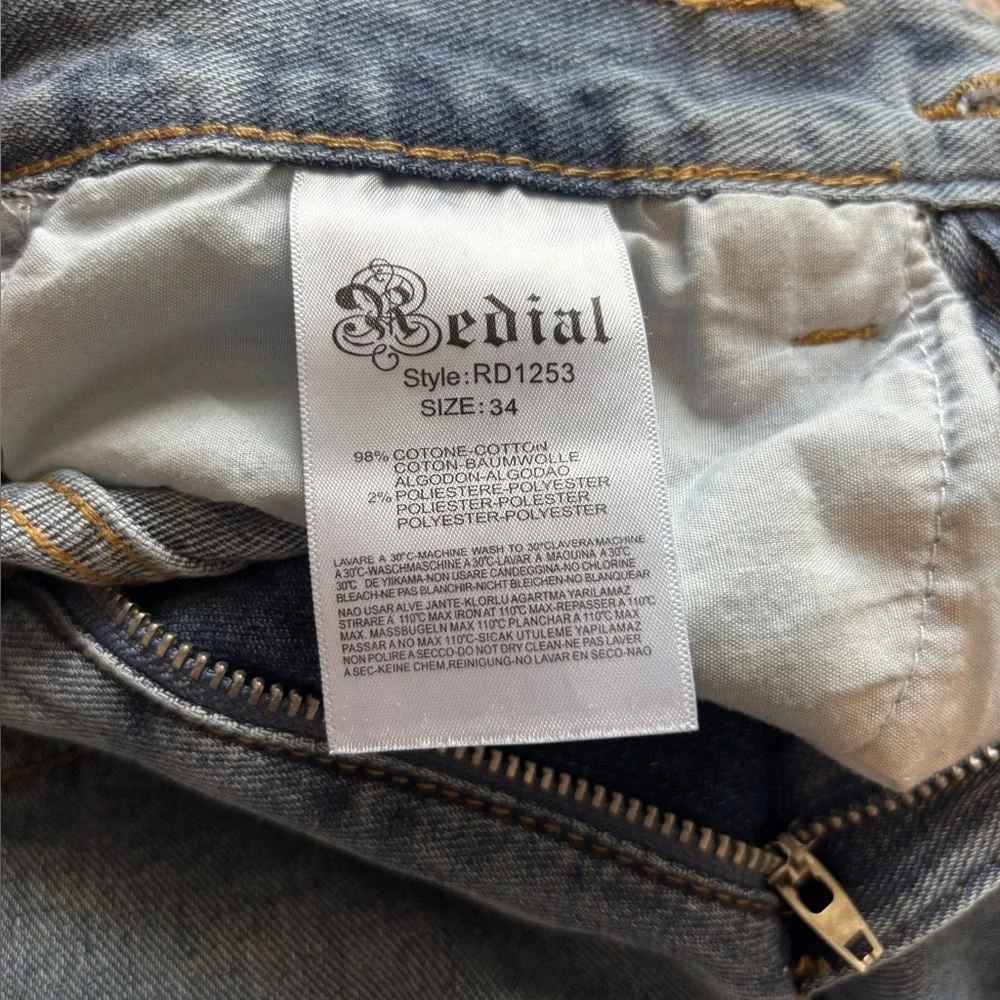 Redial | High-Waisted Blue Jeans with Ankle Slits | Size 34